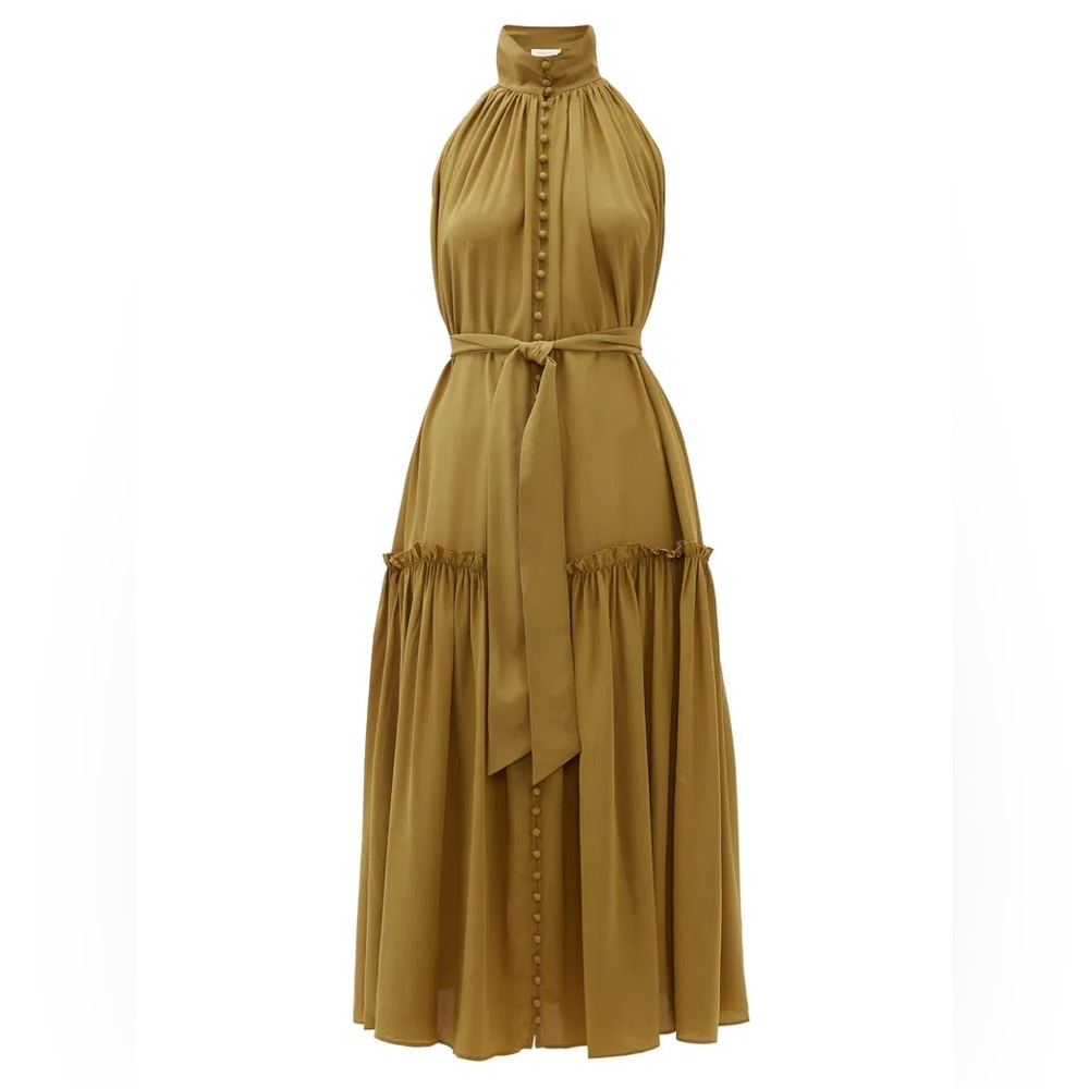 Zimmerman Super Eight High Neck Button Silk Maxi Dress size 1